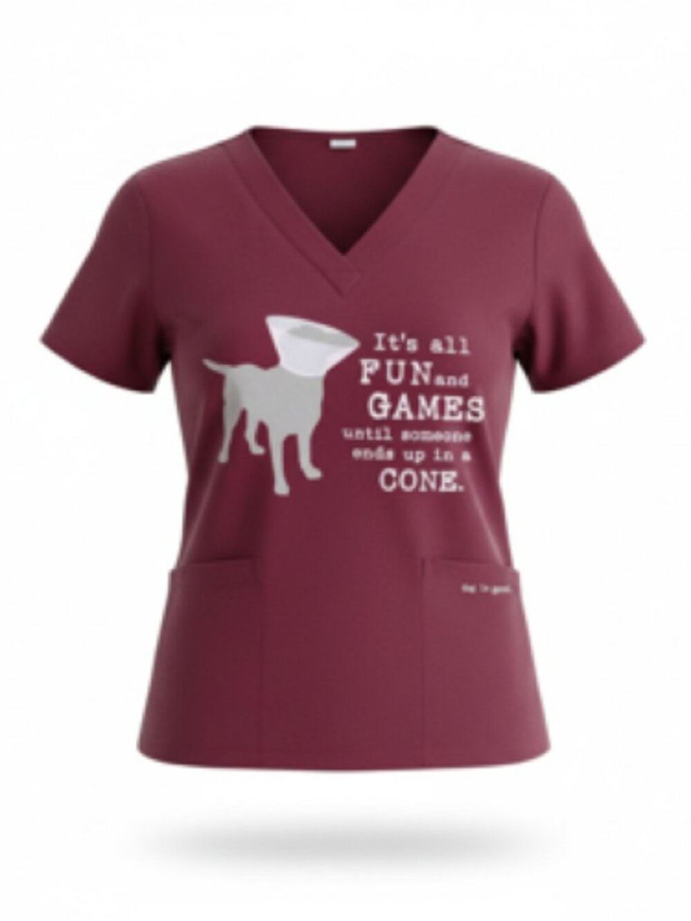 Dog‎ Is Good Burgundy Scrub with Fun and Games Print Women's Size XS